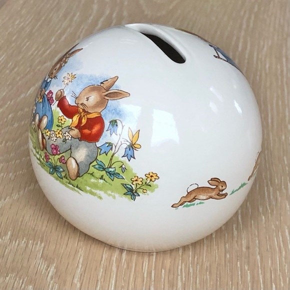 ⭐️Royal Doulton⭐️Bunnykins Coin Piggy bank Made in England Spherical Rabbit Kids - Picture 3 of 11